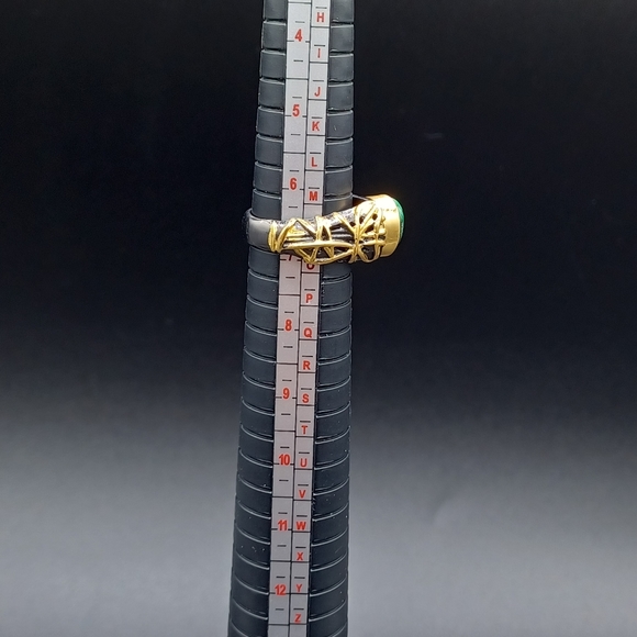 MODERNIST OVAL MALACHITE RING - Picture 7 of 10